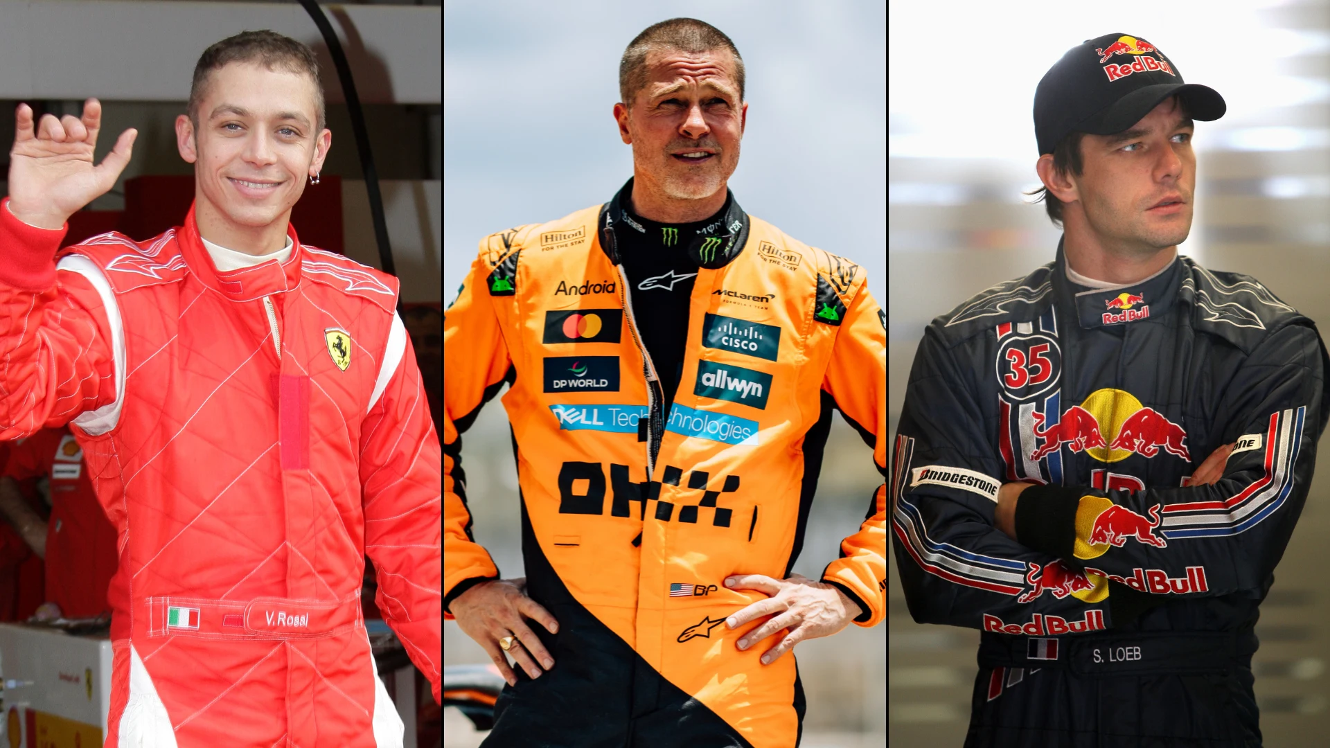 10 Famous Stars Who Pulled on an F1 Suit — From Brad Pitt to Valentino Rossi