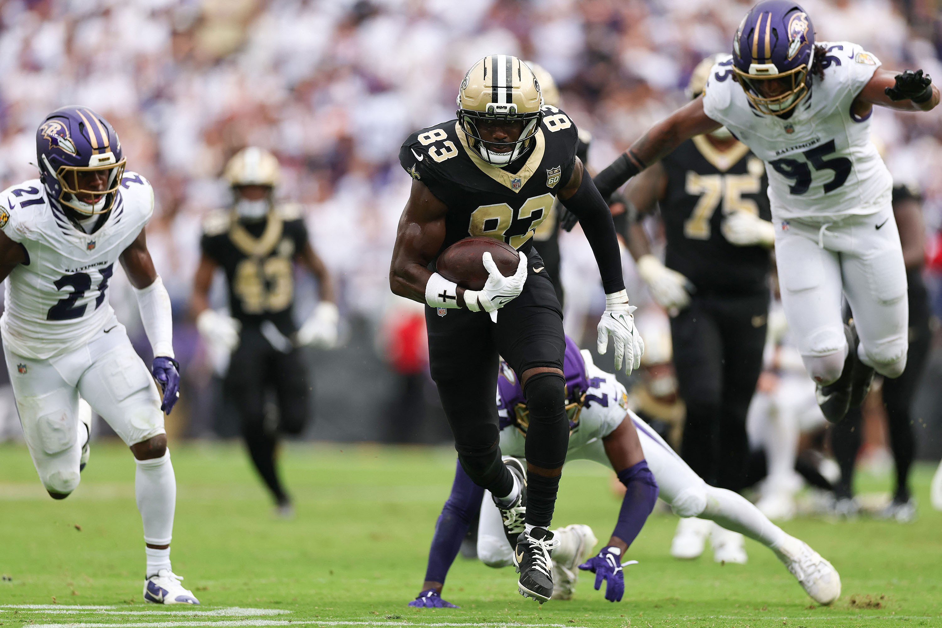 Ravens sofrem virada inesperada contra Saints antes de jogar no Rio
