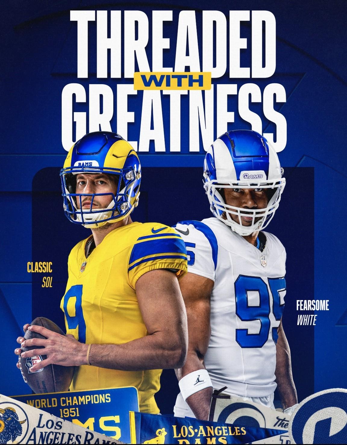 Rams Reveal 'Fearsome White' and Classic Sol Uniforms for 2026