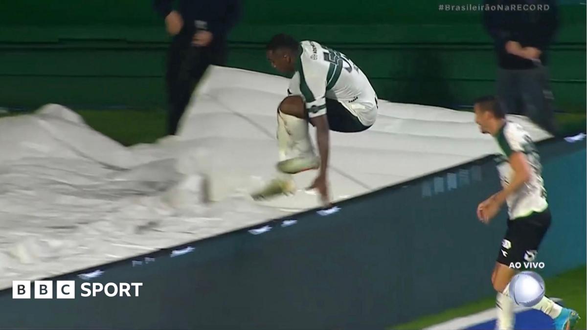 Brazilian Defender Falls Through Tunnel Celebrating Goal