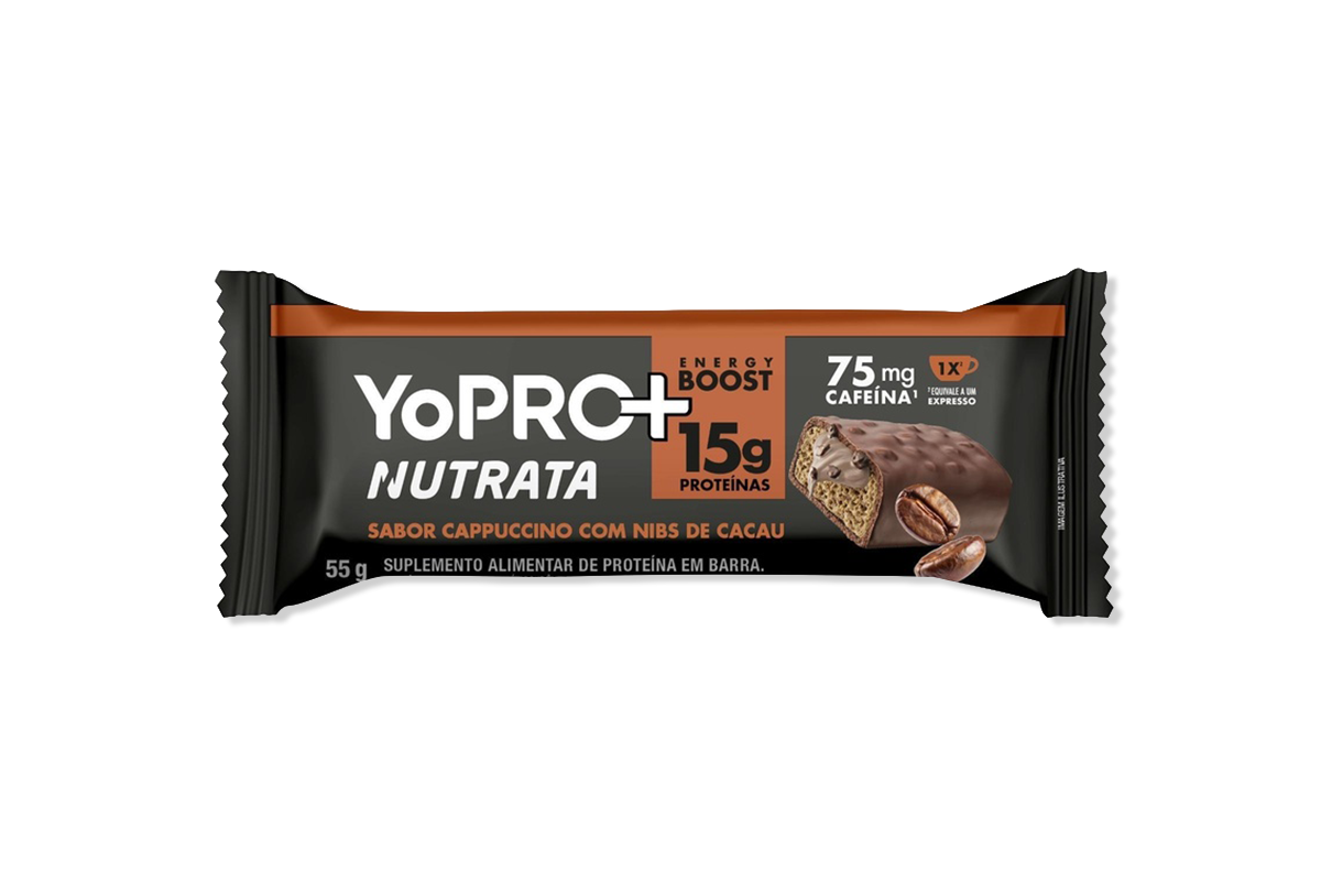 Nutrata e YoPRO inovam com barra de proteína e cafeína em sabor cappuccino