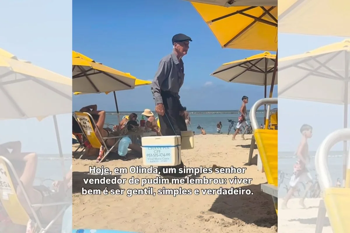 Idoso na Praia Vende Pudim para Exames e Recebe Ajuda Coletiva