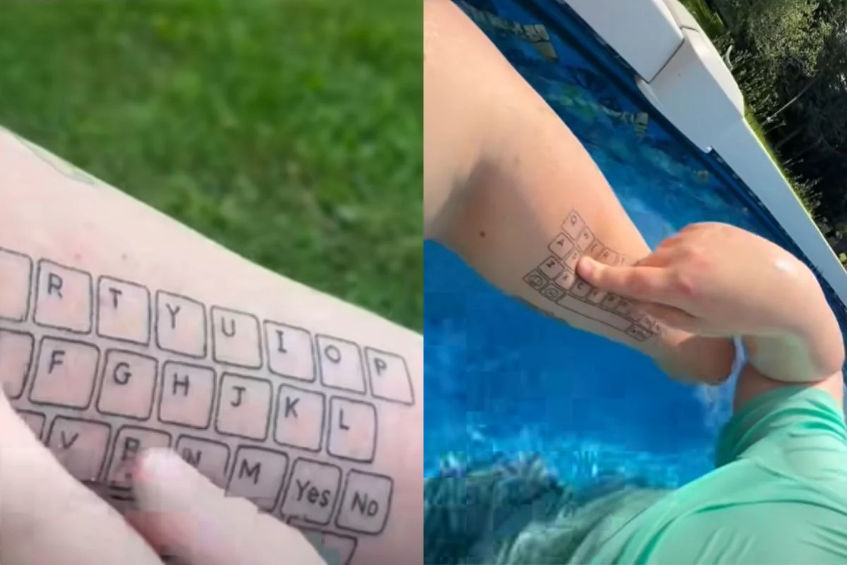 Comovente: Mãe tatua teclado no braço para ajudar filho autista a se comunicar
